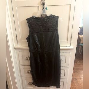 Calvin Klein faux leather Black Sleeveless Dress